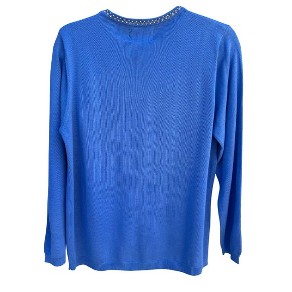 Bob Mackie Wearable Art Blue Beaded Dragonfly Design Knit Cardigan Sweater New S - Picture 4 of 8